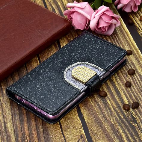 Luxury Leather Wallet Glitter Mirror Cell Phone Cases Cover For Huawei