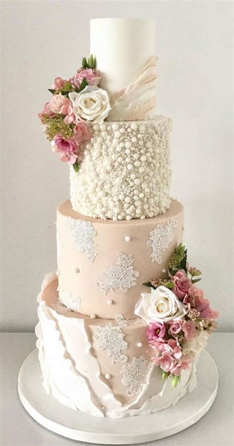 Timeless Pearl Wedding Cakes Pearls Lace Frills Florals