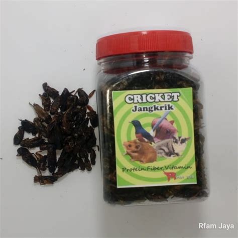 Jangkrik Kering Cricket Gram Toples Pakan Burung Hamster Ikan