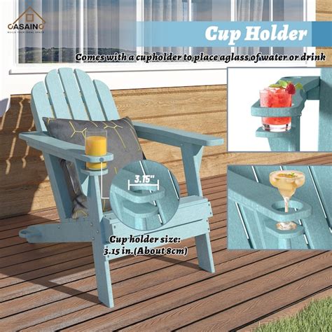 Casainc Adirondack Chair Cyan Blue Hdpe Frame Stationary Adirondack