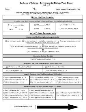 Fillable Online Plantbiology Natsci Msu Bachelor Of Science