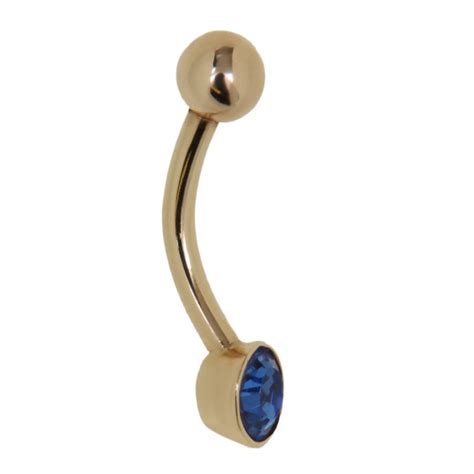 9 Karat Gold Bauchnabel Piercing 1 6x10mm Sapphire