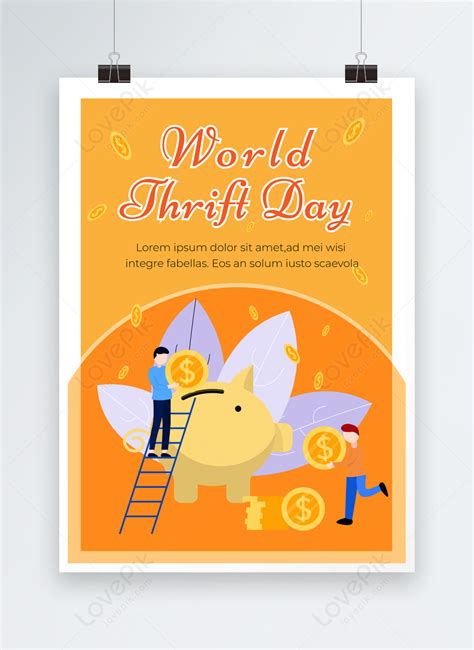 World Thrift Day Orange Illustration Poster Template Image Picture Free