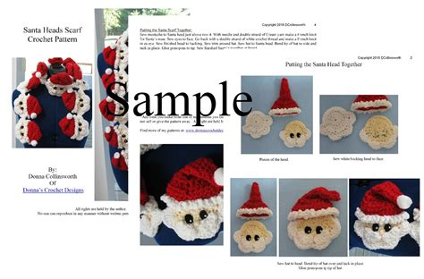 Santa Scarf Crochet Pattern With Tutorials Digital Etsy