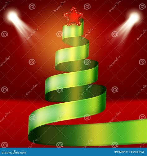 Christmas Tree From Green Ribbon And Star Eps 10 Stock Vector