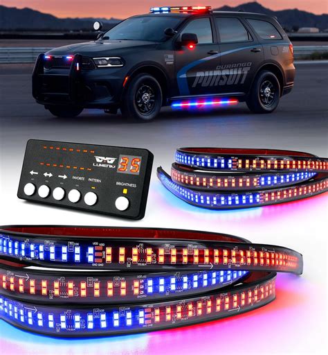 Amazon XRIDONSEN 2PCS 60 Inch Red Blue Police Lights Strip Running