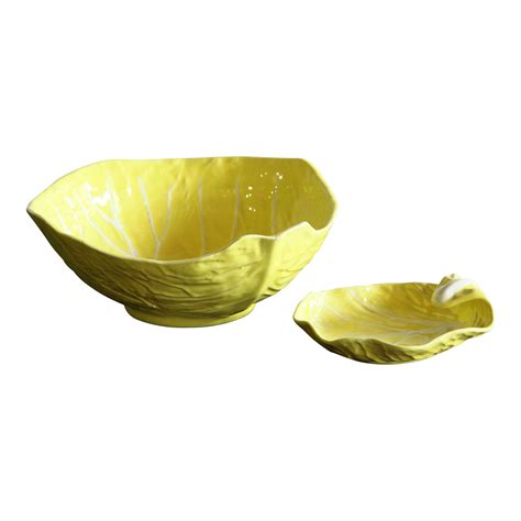 Vintage Yellow Cabbage Cabbageware Serving Bowls By Secla Portugal