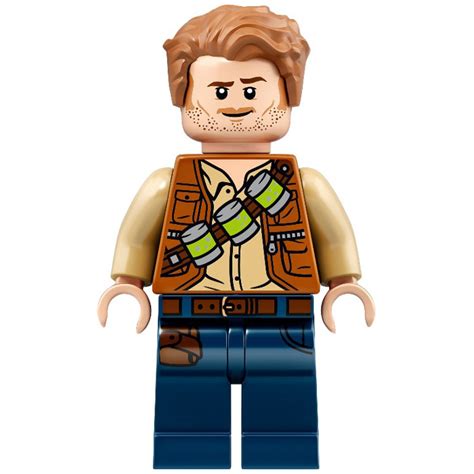 Lego Owen Grady With Lime Flasks On Torso And Blue Legs Minifigure