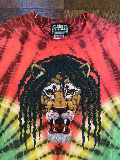 Vintage Vintage Bob Marley Symmetria Tie Dye T Shirt 90s Lion Rasta