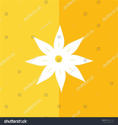 White Flower Vector Illustration Yellow Background Stock Vector