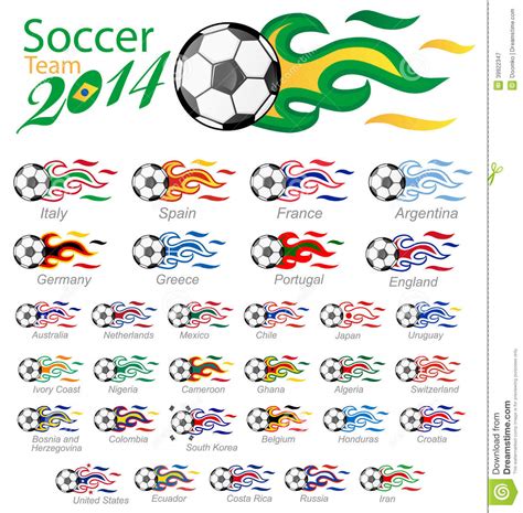 Soccer Ball Set With Flag Flame Stock Vector Illustration Of Info