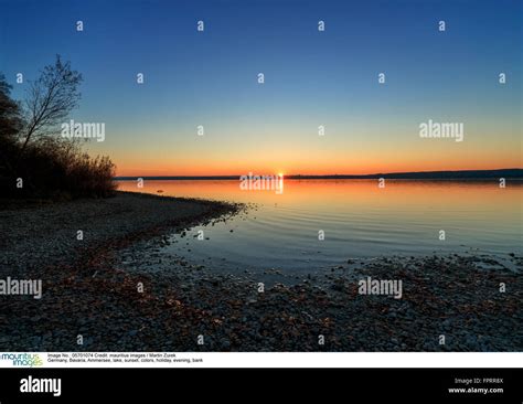 Germany Bavaria Ammersee Lake Sunset Colors Holiday Evening