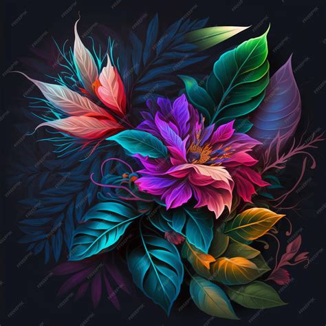 Premium Photo Original Floral Design With Exotic Flowers And Tropic