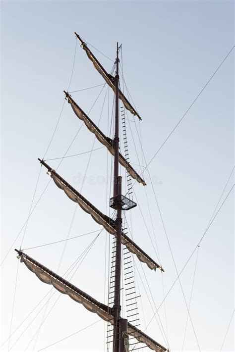 Pirate Ship Mast On Blue Sky Background Stock Image Image Of