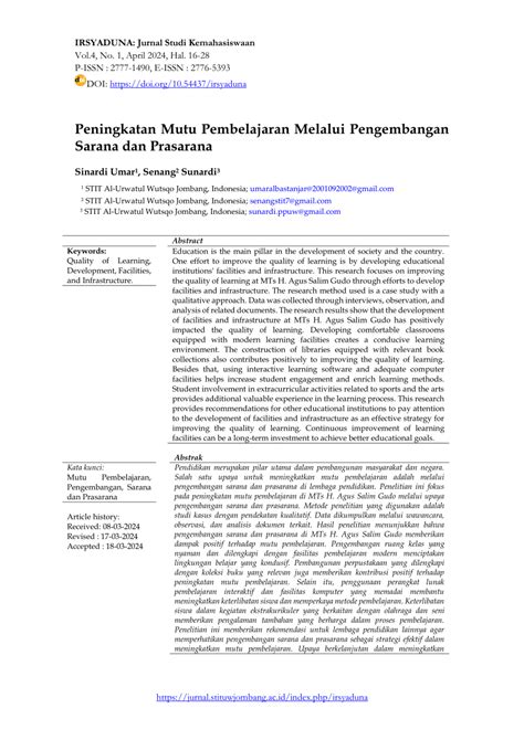 PDF Peningkatan Mutu Pembelajaran Melalui Pengembangan Sarana Dan