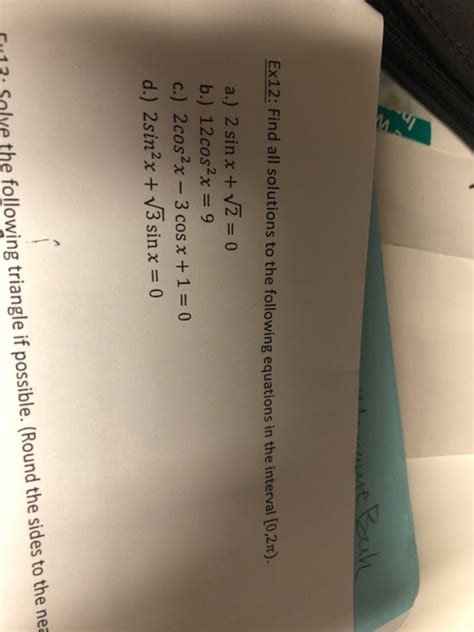 Solved Ex Find All Solutions To The Following Equations Chegg