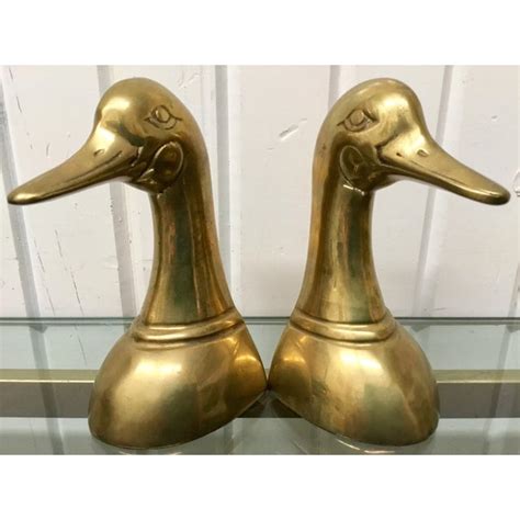 Mid Century Brass Duck Bookends A Pair Chairish