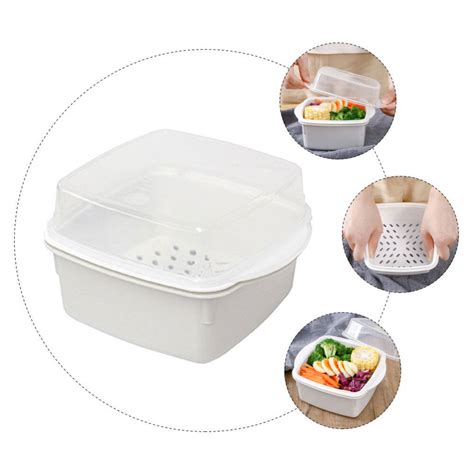 White Plastic Microwave Steam Vegetable Box Oven Steamer Food Steamers Cookware Ebay