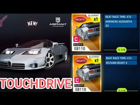 ASPHALT 9 BUGATTI EB110 CAR HUNT TOUCHDRIVE GUIDE YouTube