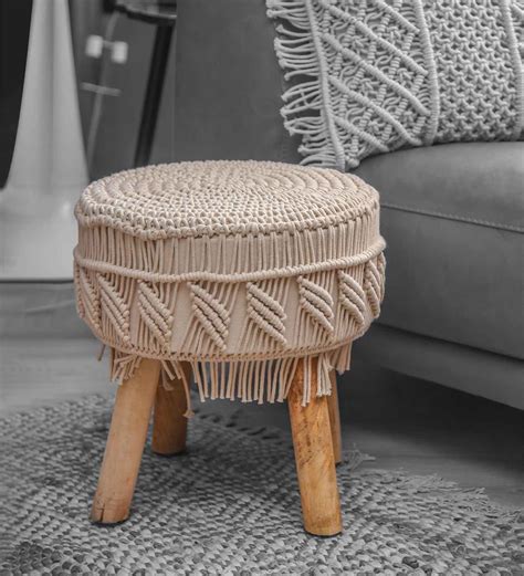 Handmade Macrame Round Ottoman Chair By Kaahira