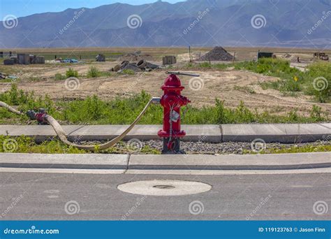 Wrench And Hose Connected To Hydrant Stock Image Image Of Hose