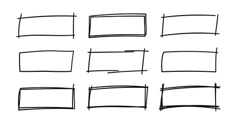 Hand Drawn Rectangle Frames Grungy Scribble Rectangle Frames Doodle