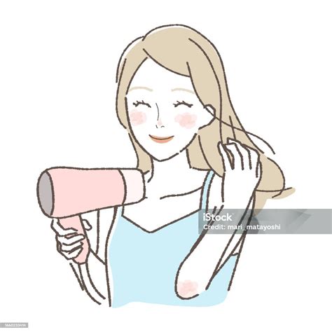 Clip Art Of Woman Drying Hair Stock Illustration Download Image Now Adult Adults Only