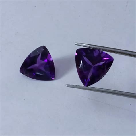 African Amethyst Trillion Cut Pair Loose Gemstone Pair Trillion Shape