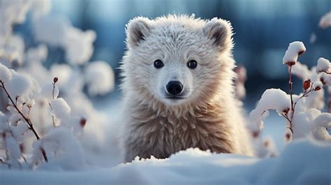 Lindo Oso Polar En El H Bitat Rtico Salvajegenerativo Ai Foto Premium