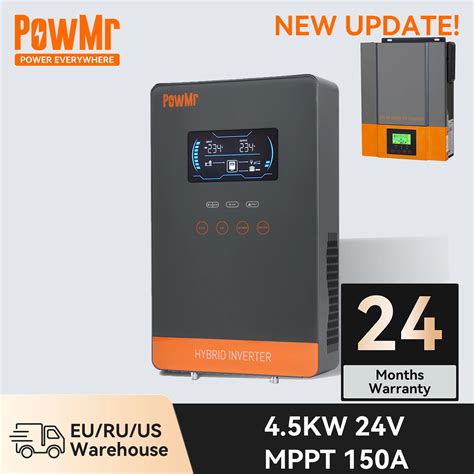 Powmr inversor solar híbrido 24v mppt 150a 80a conversor de bateria pv