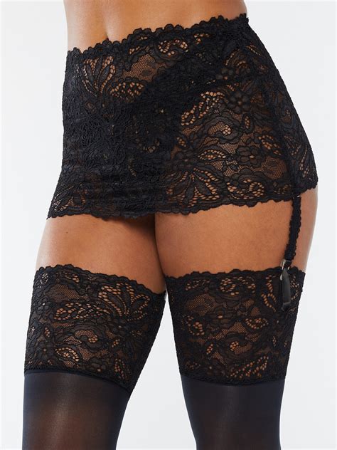 Romantic Corded Lace Thigh High Stockings In Black Savage X Fenty