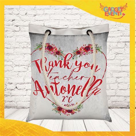 Borsa Shopper Donna In Tela Per Maestra Personalizzata Thank You