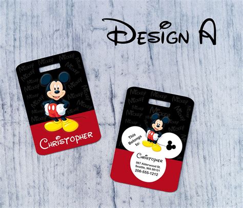 Mickey Mouse Luggage Tag Sided Disney Luggage Tag Disney Etsy