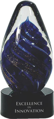 Blue Tear Drop Art Glass Award Sales Awards