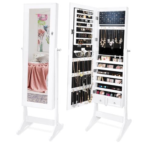 Best Choice Products 6 Tier Standing Mirror Lockable Storage Organizer