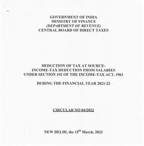 Circular On Deduction Of Tax At Source Under Section Ca Cult