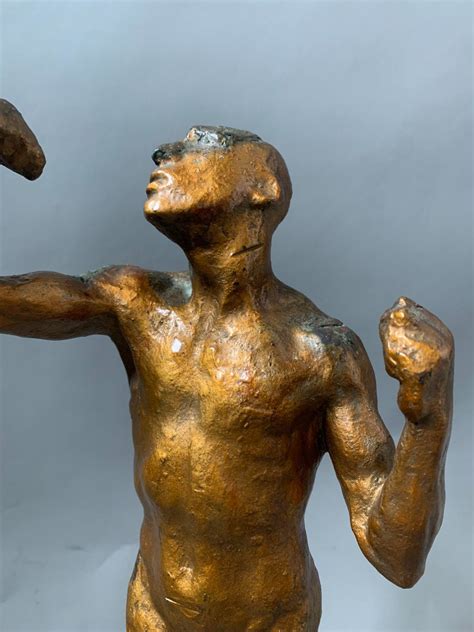 Proantic Sculpture Bronze 1914 Naked Man Signed Rodin Schoo