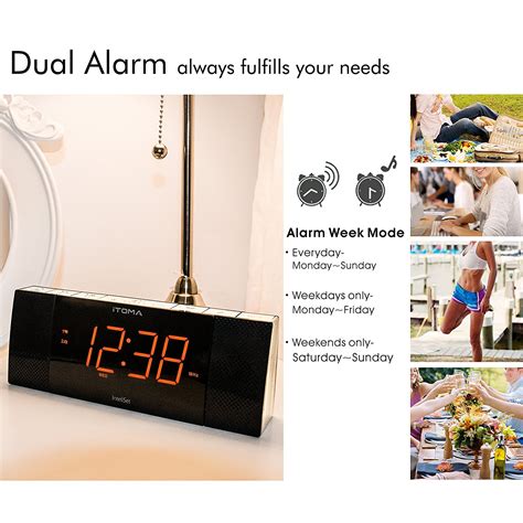 ITOMA Alarm Clock With Digital FM Radio Bluetooth Auto Time Setting