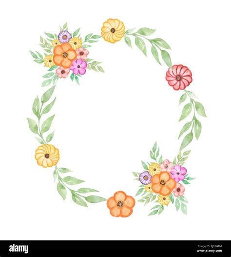 Watercolor Flowers Wreath Hand Painted Stockfotos Und Bilder Kaufen