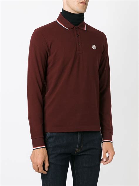 Lyst Moncler Long Sleeve Polo Shirt In Red For Men