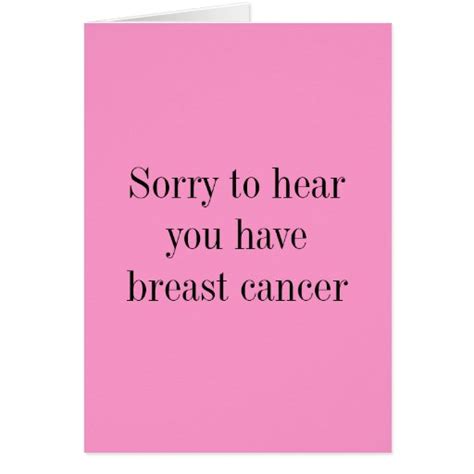 Sorry To Hear You Have Breast Cancer Card Zazzle