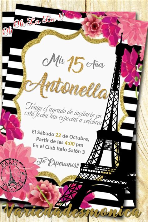 Invitaciones De Xv Años Paris Para Editar FormatoAPA Reglas y