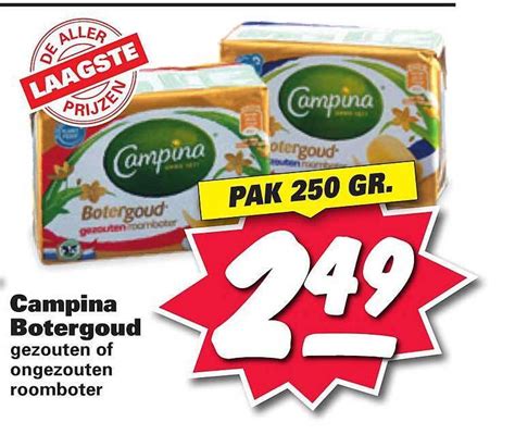 Campina Botergoud Gezouten Of Ongezouten Roomboter Aanbieding Bij Nettorama