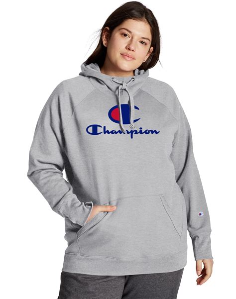 Champion Womens Plus Powerblend Fleece Hoodie 4x Oxford Grey