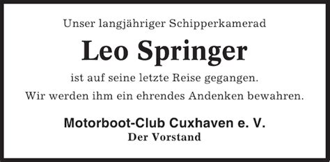 Leo Springer Gedenken Cuxhavener Nachrichten