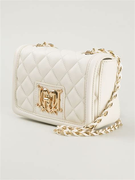 Lyst Love Moschino Quilted Leather Cross Body Bag In White