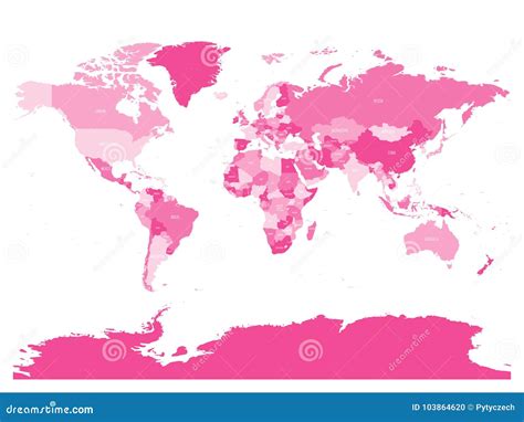 Mapa Del Mundo En Cuatro Sombras De Rosa En El Fondo Blanco Mapa Político Del Alto Detalle Con