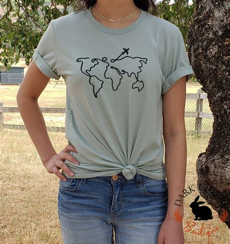 Travel Shirt World Map Tee Shirt Globetrotter Shirt Plane Etsy