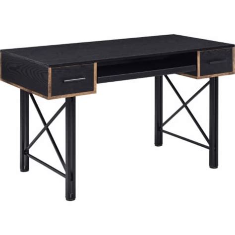 Computer Desk With 2 Drawers And Keyboard Tray, Black - Saltoro Sherpi ...