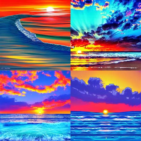 A Vaporwave Style Ocean Sunset Beautiful Anime Manga Stable